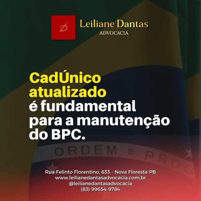 Os dados do Cadúnico são fundamentais para a manutenção do BPC, portanto, devem ser atualizados sempre que houver alguma mudança nas informações dos componentes da família.
De toda forma, para não ser surpreendido com a suspensão do benefício, por exemplo, é recomendado ao beneficiário do BPC que atualize seu Cadúnico, no máximo, de 2 em 2 anos. #ldadv